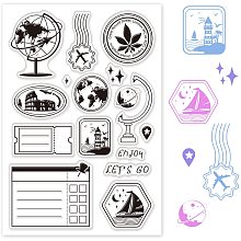 GLOBLELAND World Travel Earth Map Clear Stamps Transparent Silicone Stamp for Card Making Decoration and DIY Scrapbooking