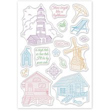 GLOBLELAND Wooden House Pattern Silicone Clear Stamps for Card Making DIY Scrapbooking Photo Album Decorative Paper Craft,6.3x4.3 Inches