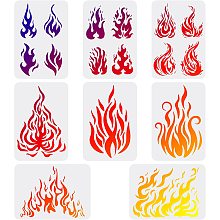 FINGERINSPIRE 8pcs Flames Drawing Painting Stencils Templates (11.6x8.3inch) Fire Theme Templates Decoration Fire Drawing Stencil for Painting on Wood, Floor, Wall and Fabric