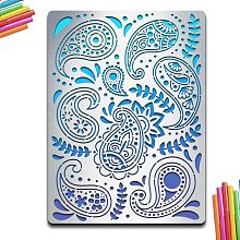 MAYJOYDIY Paisley Metal Stencil Journaling Metal Stencils Vintage Paisley Leaves Stencil 5.5×7.5inch Stainless Steel Painting Stencil for Wood Burning Drawing Bullet Journal