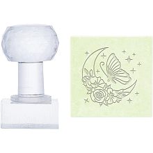 PandaHall Elite Butterfly Soap Stamps Handmade Soap Stamp with Handle Moon Flower Soap Embossing Stamp Transparent Sealing Wax Stamp with Handle for Handmade Soaps DIY Arts Crafts Making Projects