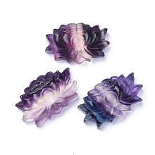 Honeyhandy Carved Natural Fluorite Pendants, Lotus, 23x38x7mm, Hole: 0.7mm