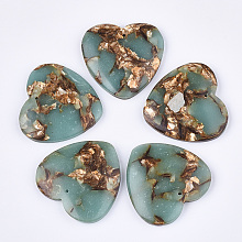 Honeyhandy Assembled Natural Bronzite and Synthetic Aqua Terra Jasper Pendants, Heart, Pale Turquoise, 38.5~39.5x40~40.5x7~7.5mm, Hole: 1.4mm