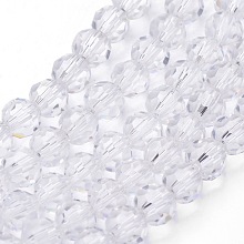 Honeyhandy Transparent Glass Bead Strands, Imitate Austrian Crystal, Faceted, Round, Clear, 6mm, Hole: 1mm, about 96~98pcs/strand, 20~21 inch