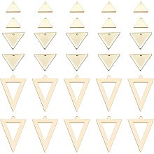 SUNNYCLUE 1 Box 30PCs 3 Styles Real 18K Gold Plated Pendants Brass Triangle Charms Hollow Geometric Charm Dangles for Beginners DIY Earring Necklace Bracelet Jewellery Making Adults