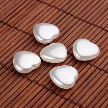 Honeyhandy Heart Acrylic Imitation Pearl Beads, White, 15x15.5x6mm, Hole: 0.5mm, about 480pcs/500g