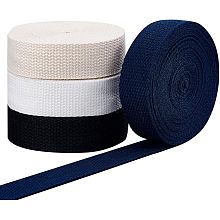 PandaHall Elite 20 Yard Sewing Twill Ribbon 1" Heavy Cotton Webbing 4 Colors Natural Twill Tape Flat Polyester Cord Herringbone Webbing Tape Roll for Apron DIY Crafts Sewing Dressmaking Bags Making