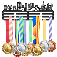 SUPERDANT Orlando Medal Holder Iron Castle Skyscraper Medals Display Frame Black Iron Medal Hook for Over 60 Medals for Competition Medal Holder Display Wall Hanging 40x15cm