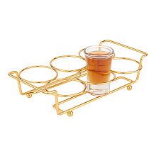 AHANDMAKER Metal Shot Glass Holder Tray, 6 Hole Golden Bar Tasting Serving Tray, Wine Shot Glasses Display, Whiskey Glass Cup Rack Organizer for Restaurant Club Bar Party Family Gathering