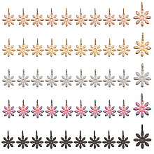 Nbeads 60Pcs 5 Colors 304 Stainless Steel Pendants, Flower, Mixed Color, 10x7x2mm, Hole: 1mm, 12pcs/color