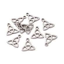 Honeyhandy 304 Stainless Steel Charms, Trinity Knot/Triquetra, Irish, Stainless Steel Color, 13.3x11.7x1mm, Hole: 1.5mm