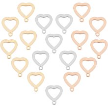 UNICRAFTALE 18pcs 3 Colors Hollow Heart Charms Stainless Steel Open Heart Charms Metal Hypoallergenic Charm for DIY Jewelry Making 10x8x1mm