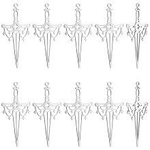 UNICRAFTALE 10Pcs Sword Pendants Filigree Pendants 201 Stainless Steel Etched Sword Charms 45mm Long Necklace Pendants Metal Bracelets Charms for Jewelry Making