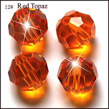 Honeyhandy Imitation Austrian Crystal Beads, Grade AAA, Faceted, Round, Orange Red, 4mm, Hole: 0.7~0.9mm