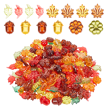 Transparent Acrylic Beads, Pumpkin Shape, Mixed Color, 15~35x17~31x5.5~24mm, about 500g/bag