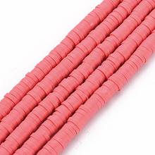 Honeyhandy Handmade Polymer Clay Bead Strands, Heishi Beads, Disc/Flat Round, Salmon, 4x0.5~1mm, Hole: 1.5mm, about 320~447pcs/strand, 15.74~16.92 inch