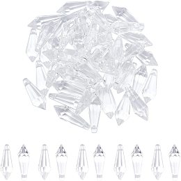 Faceted Glass Pendants, Crystal Suncatcher, Teardrop, Clear, 38x14mm, Hole: 1mm; 50pcs/box