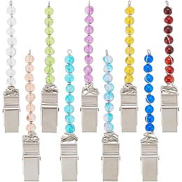 GOMAKERER 9 Pcs Credit Card Pullers, 9 Colors Debit Bank Card Grabber with Alligator Clips Iron ATM Card Clip with Glass Beads for Long Nails Touchless