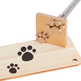 OLYCRAFT Wood Branding Iron BBQ Heat Stamp with Brass Head and Wood Handle for Wood, Leather and Most Plastics - Dog Paw