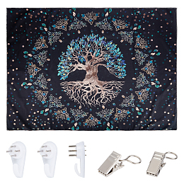 GORGECRAFT Tree of Life Tapestry Colorful Celtic Knot Black Tapestries with Hooks Clips Wishing Tree Bohemian Mystic Aesthetic Wall Hanging Carpet Art for Home Living Room Bedroom School Dorm 93x73cm