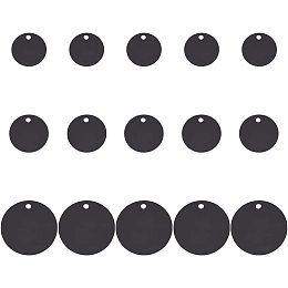 BENECREAT 15Pcs 3 Sizes Aluminum Stamping Blanks Tags Black Flat Round Tags Diameter: 25/30/40mm for Necklace Bracelet Jewelry Pendant, Dog Tag