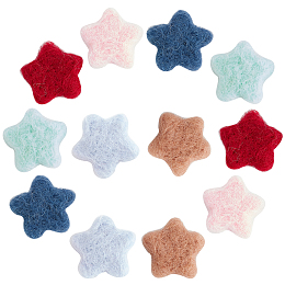 GORGECRAFT 6 Colors 12PCS Star Shape Felt Wool Beads Balls Sewing Pom Poms Handmade Natural Felting Garland Woolen Felted Fabric for DIY Home Decor Party Props Wool Art Projects Valentine’s Decor