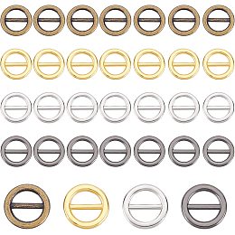 PandaHall Elite 200pcs Round Slide Buckle 4 Colors Tri-Glide Buttons Alloy Adjustable Buckle Fasteners 8mm Sewing Mini Buckle Belt Adjuster Sliders for Strap Keeper Leathercraft Bag Belt Bags Making