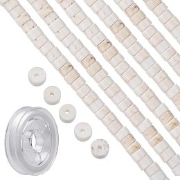 SUNNYCLUE 1 Box 167pcs Flat Stone Beads Disc Stone Beads 4mm Magnesite Beads Heishi Stone Beads Healing Energy Gemstones Gem Stones Beads Stone Spacer Beads for Jewelry Making DIY Earrings Bracelet