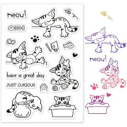 GLOBLELAND Cartoon Cats and Fishes Silicone Clear Stamps Transparent Stamps for Christmas Birthday Thanksgiving Cards Making DIY Scrapbooking Photo Album Decoration Paper Craft