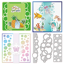 GLOBLELAND 3Pcs Bubble Lace Background Cutting Dies Metal Bubble Frame Border Embossing Stencils Die Cuts for Paper Card Making Decoration DIY Scrapbooking Album Craft Decor