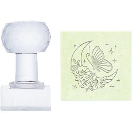 PandaHall Elite Butterfly Soap Stamps Handmade Soap Stamp with Handle Moon Flower Soap Embossing Stamp Transparent Sealing Wax Stamp with Handle for Handmade Soaps DIY Arts Crafts Making Projects