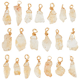 DICOSMETIC 20Pcs Natural Stone Pendants Raw Citrine Pendants Wire Wrapped Crystal Pendants Irregulate Gemstone Charms Crystal Pendants for Jewelry Crafts Making, Hole: 3mm