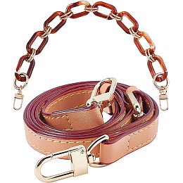 GORGECRAFT 2Pcs Adjustable Purse Straps PU Leather Crossbody Bag Strap Acrylic Curb Chain Links Replacement Alloy Clasps for Women Handbages Shoulder Bags Daily Decorations Supplies