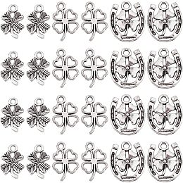 SUNNYCLUE 1 Box 150Pcs St Patrick Charms Four Leaf Clover Charm Irish Shamrock St Patrick's Day Charm 4 Leaves Horseshoe Charms for Jewelry Making Charm Saint Patrick Day Gift Earrings DIY Supplies