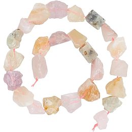 Olycraft Raw Rough Natural Mixed Gemstone Beads Strands, Prehnite & Rose Quartz & Amethyst & Quartz, Nuggets, 15~20x14~18x10~14mm, Hole: 1mm, about 25pcs/strand, 14.96 inch(38cm)