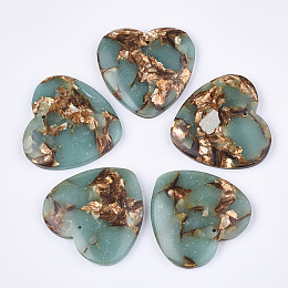 Honeyhandy Assembled Natural Bronzite and Synthetic Aqua Terra Jasper Pendants, Heart, Pale Turquoise, 38.5~39.5x40~40.5x7~7.5mm, Hole: 1.4mm