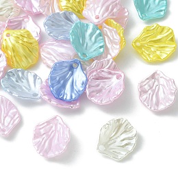 Honeyhandy Acrylic Imitation Pearl Pendants, Leaf, Mixed Color, 17x15x4.5mm, Hole: 2mm