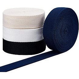 PandaHall Elite 20 Yard Sewing Twill Ribbon 1" Heavy Cotton Webbing 4 Colors Natural Twill Tape Flat Polyester Cord Herringbone Webbing Tape Roll for Apron DIY Crafts Sewing Dressmaking Bags Making