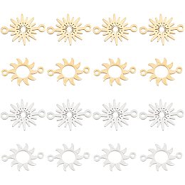 DICOSMETIC 16Pcs 4 Style Stainless Steel Sun Link Star Connectors Sun Rise Connectors Sunbrust connectors for Bracelet Necklace Earrings Making