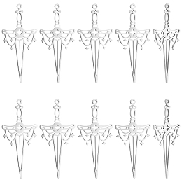 UNICRAFTALE 10Pcs Sword Pendants Filigree Pendants 201 Stainless Steel Etched Sword Charms 45mm Long Necklace Pendants Metal Bracelets Charms for Jewelry Making