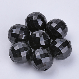 Honeyhandy Transparent Acrylic Beads, Faceted, Round, Black, 8x8mm, Hole: 1.5mm, about 1770pcs/500g