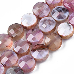 Natural Fire Crackle Agate Beads Strands, Faceted, Flat Round, Plum, 9.5~10.5x10x6.5mm, Hole: 1mm, about 38pcs/strand, 14.96 inch~15.28 inch(38cm~38.8cm)