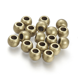 Honeyhandy Tibetan Silver Beads, Cadmium Free & Lead Free, Round, about 10mm in diameter, 7mm thick, hole: 4.5mm