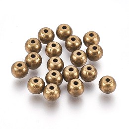 Honeyhandy Tibetan Style Alloy Beads, Round, Antique Bronze, Lead Free & Cadmium Free & Nickel Free, 5X6X6mm, Hole:1.5mm