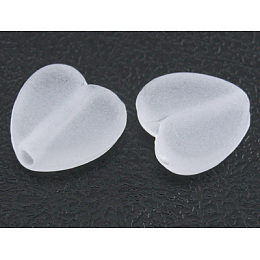 Honeyhandy Frosted Transparent Acrylic Beads, Heart, White, 8x8x4mm, Hole: 1.5mm, about 110pcs/20g