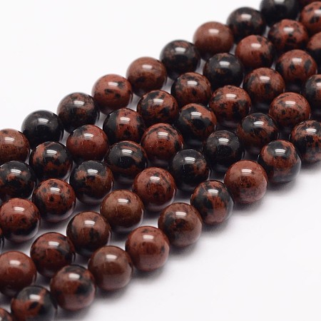 ARRICRAFT Natural Mahogany Obsidian Bead Strands, Round, 8mm, Hole: 1mm, about 48pcs/strand, 15.5 inches