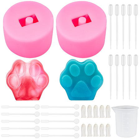 Rose & Mermaid DIY Straw Topper Silicone Molds Decoration Kit, with Plastic Transfer Pipettes & Stirring Rod, Silicone Measuring Cup, Latex Finger Cots, Hot Pink, 58x41mm, Hole: 9mm, Inner Diameter: 14mm; 2pcs