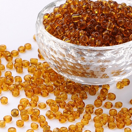 ORNALAND 12/0 Glass Seed Beads, Transparent Colours, Round, Sandy Brown, 2mm, Hole: 1mm; about 11200pcs/bag