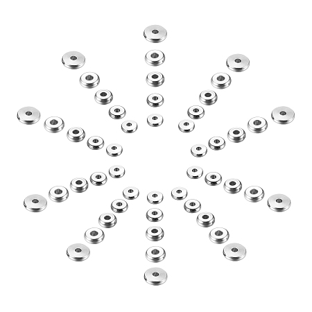 Unicraftale 304 Stainless Steel Spacer Beads, Flat Round, Stainless Steel Color, 68x52x11mm; 100pcs/box