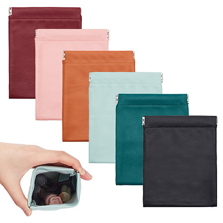 Nbeads 5pcs 5 colors PU Leather Earphone Pouches, Headphone Storage Bags, with Snap Spring Closure, Mixed Color, 14.8x12x0.55cm, 1pc/color